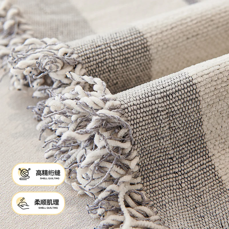 Nordic Sofa Throw Blankets Outdoor Camping Picnic Large Blanket Leisure Relax Beach Towel white Travel Rug Tassels Chenille 5