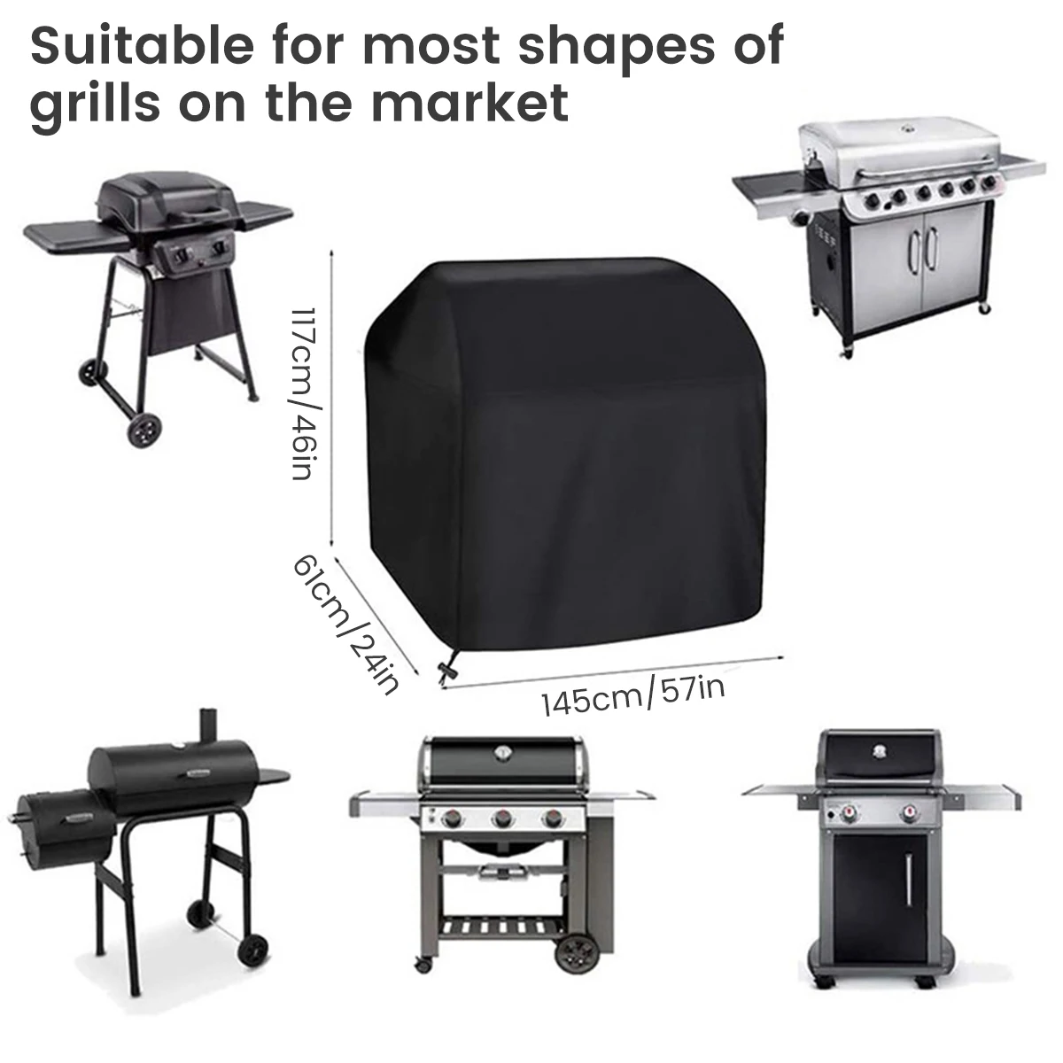 210D Oxford Cloth BBQ Grill Cover Dust Water-proof Rain Grill Cover Heavy-Duty Protective BBQ Grills Covers for Outdoor Barbecue