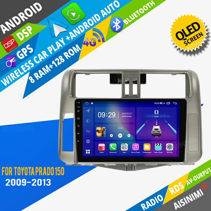 

AISINIMI Android Car Dvd Player navigation For Toyota Prado 150 2009-2013 car radio Car Audio Gps Multimedia Stereo Monitor