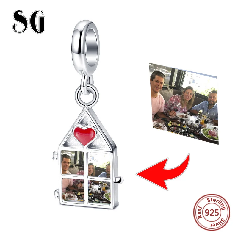 Sg Personalized Custom Photo Charms 925 Sterling Silver Fit Original Europe Bracelets Fashion Jewelry Making Gifts for Mom