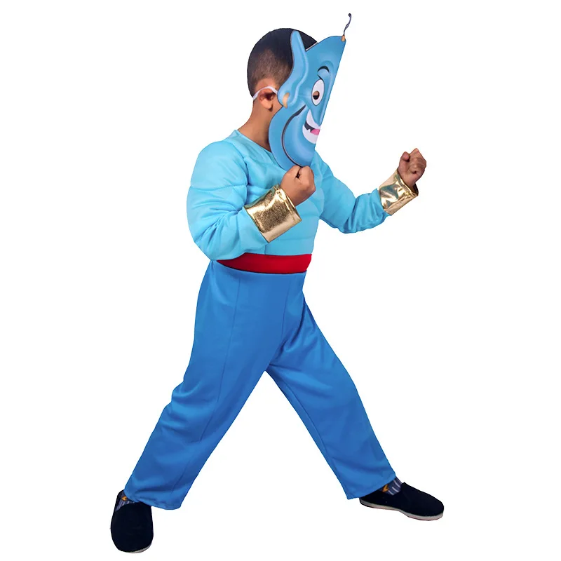 Male Kids Boys Aladdin Prince Cosplay Masquerade Children's Role-playing Prince Costume Blue Indian Arabian Muscle Costume kids cosplay costume