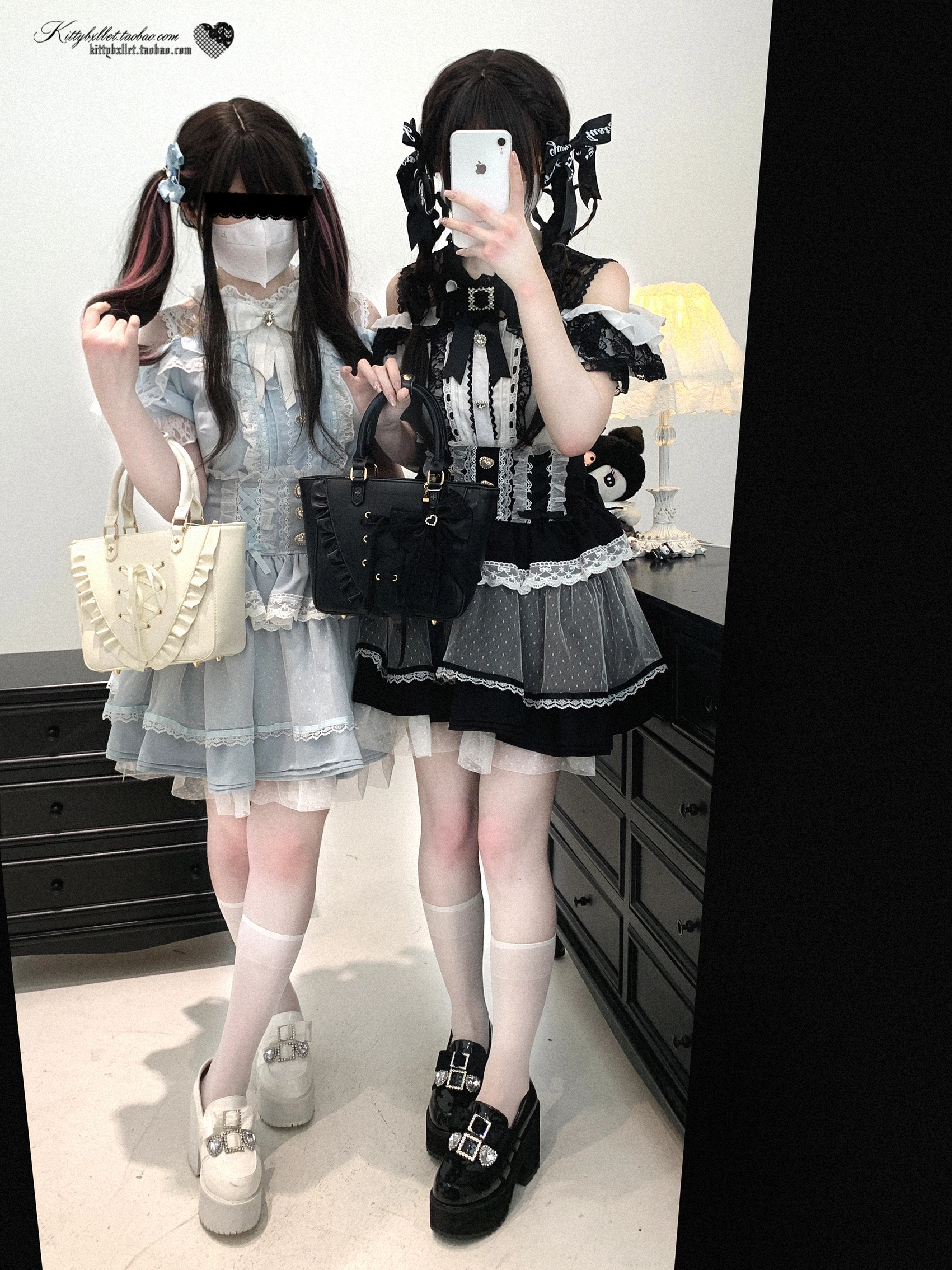 Original Japanese Mines Style Lace Patchwork Puffy High Waist Heart Buckle Bow Sweet Versatile A-line Short Skirts Women Summer