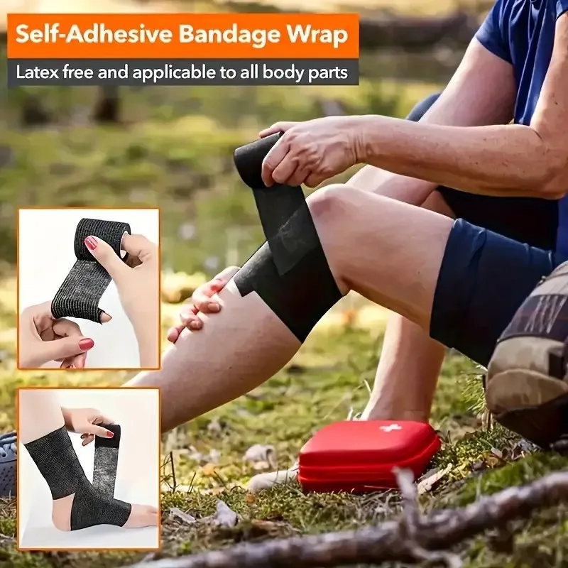 Elastic Bandage 6/12/24 Rolls Elastic Self Adhesive Bandage Wrap Breathable Flexible Fabric Non Woven Cohesive Bandage Medical First Aid Tape
