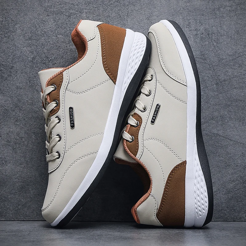 New Men's Four Seasons Waterproof Walking Shoes Casual Men Leather Sports Shoes Non-Slip Camping Shoes Shoes Men's Tennis Shoes