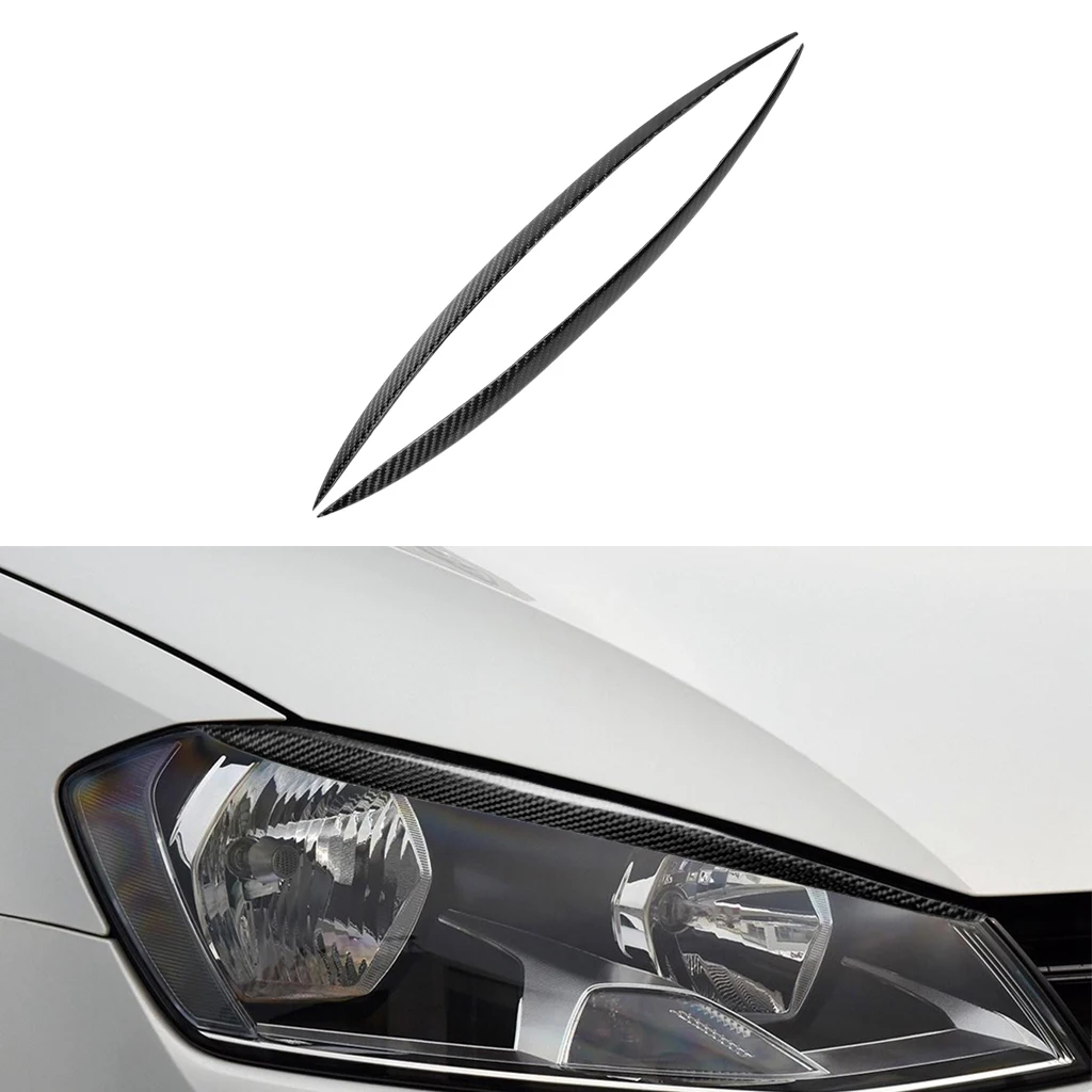 

1pair Real Carbon Fiber Car Headlights Eyebrow Eyelids Trim Cover For Volkswagen Golf 7 GTI GTD 7 MK7 2014 2015 2016