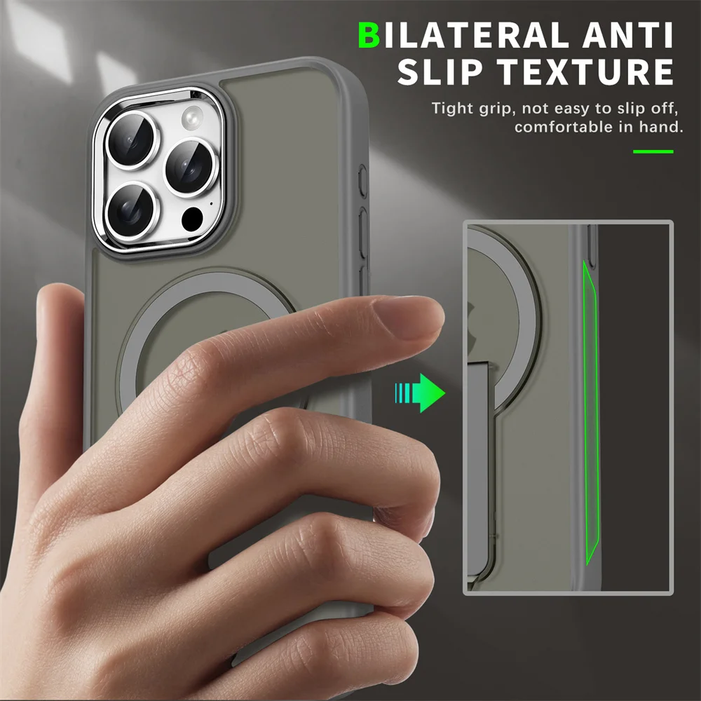 Enhanced Magnetic Wireless Charging Stand Holder Case with Matte Luxury Finish