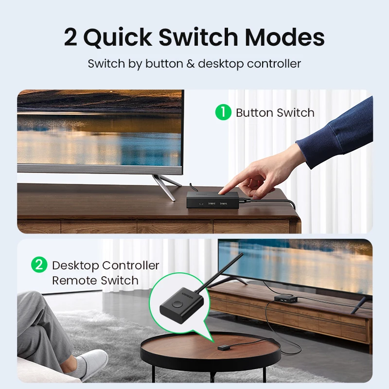 Ugreen Hdmi  Kvm Switch 4k@60hz Usb 2 0 Switcher 2 In 1 Out For Printer Monitor Mouse 2 Pcs Sharing 1 Device Splitter, Alina Gadgets