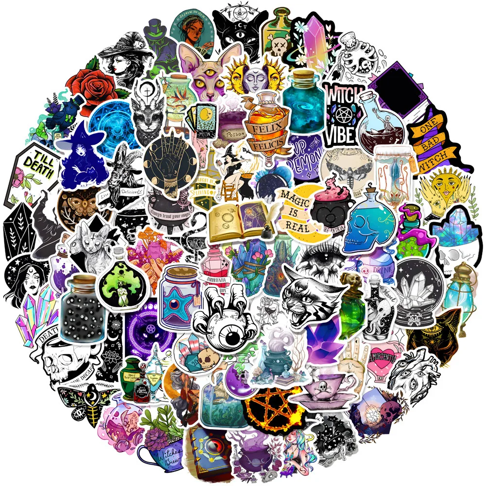 

10/30/50/100PCS Magic Apothecary Witch Stickers Cartoon Crystal Gem Potion Gothic Decals DIY Laptop Suitcase Car Sticker Kid Toy