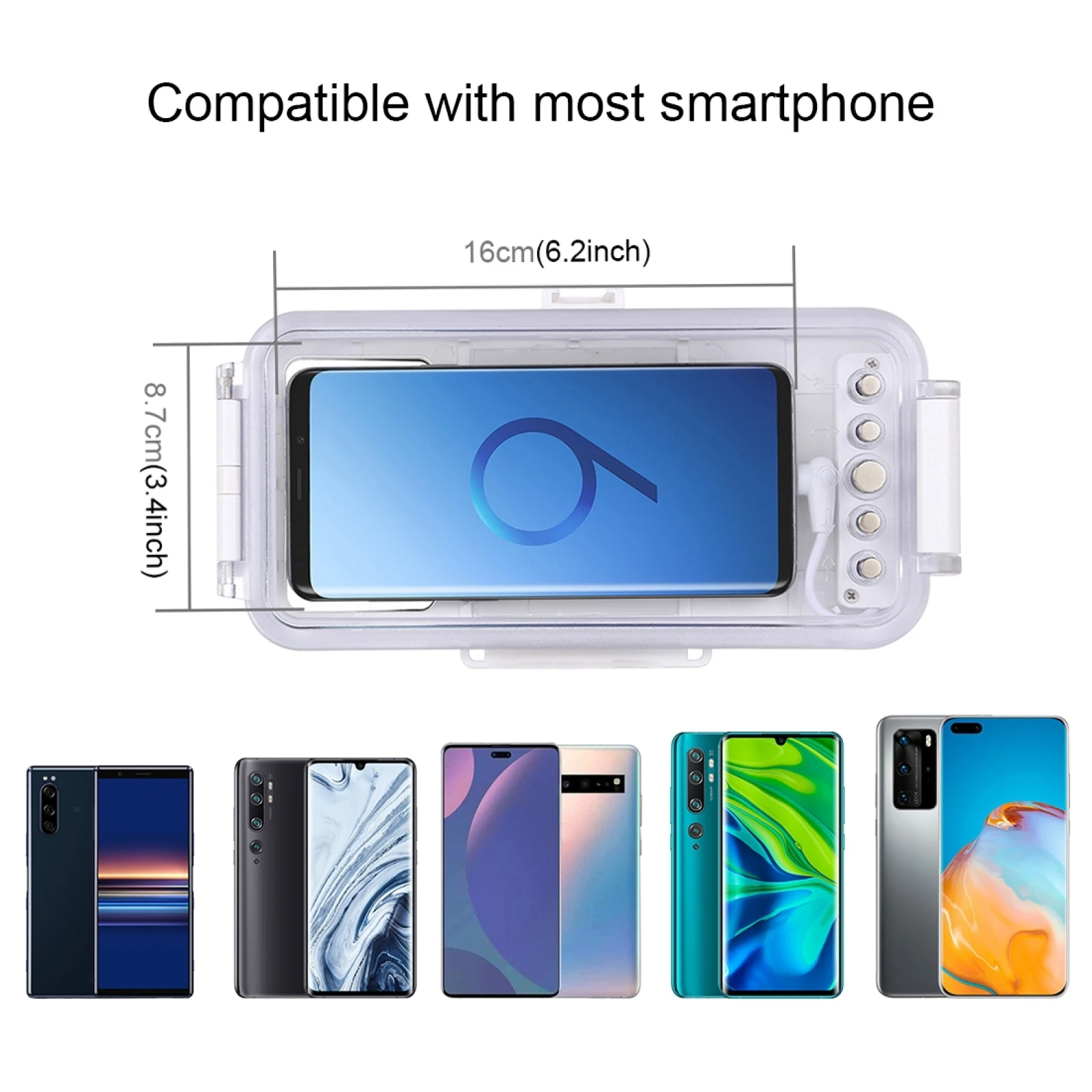 PULUZ 45M Waterproof Phone Case with Red Filter Neck Strap Cleaning Cloth for iphone Galaxy/ / Xiaomi and All Android OTG phone