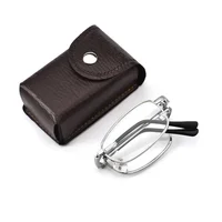 Unisex Portable Folding Anti Blue Light Blocking Reading Glasses Full Metal Frame Compact Eyeglasses Foldable for Men and Women