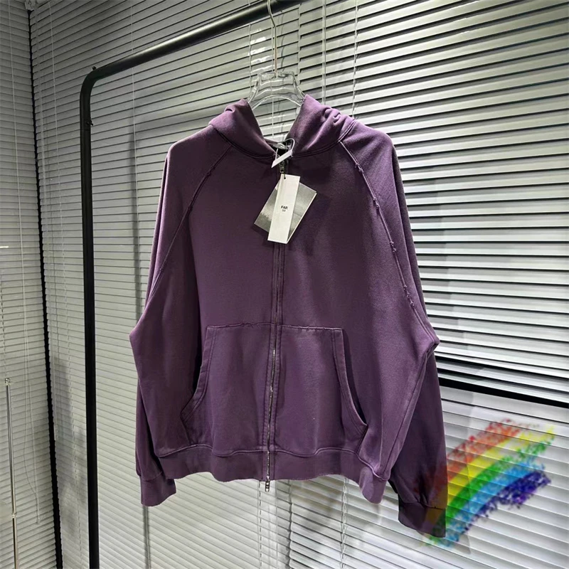 

Purple washed cardigan FAR.Archive Zipper Hoodie Men Women heavy fabric Unisex Pullover FAR Archive Hooded