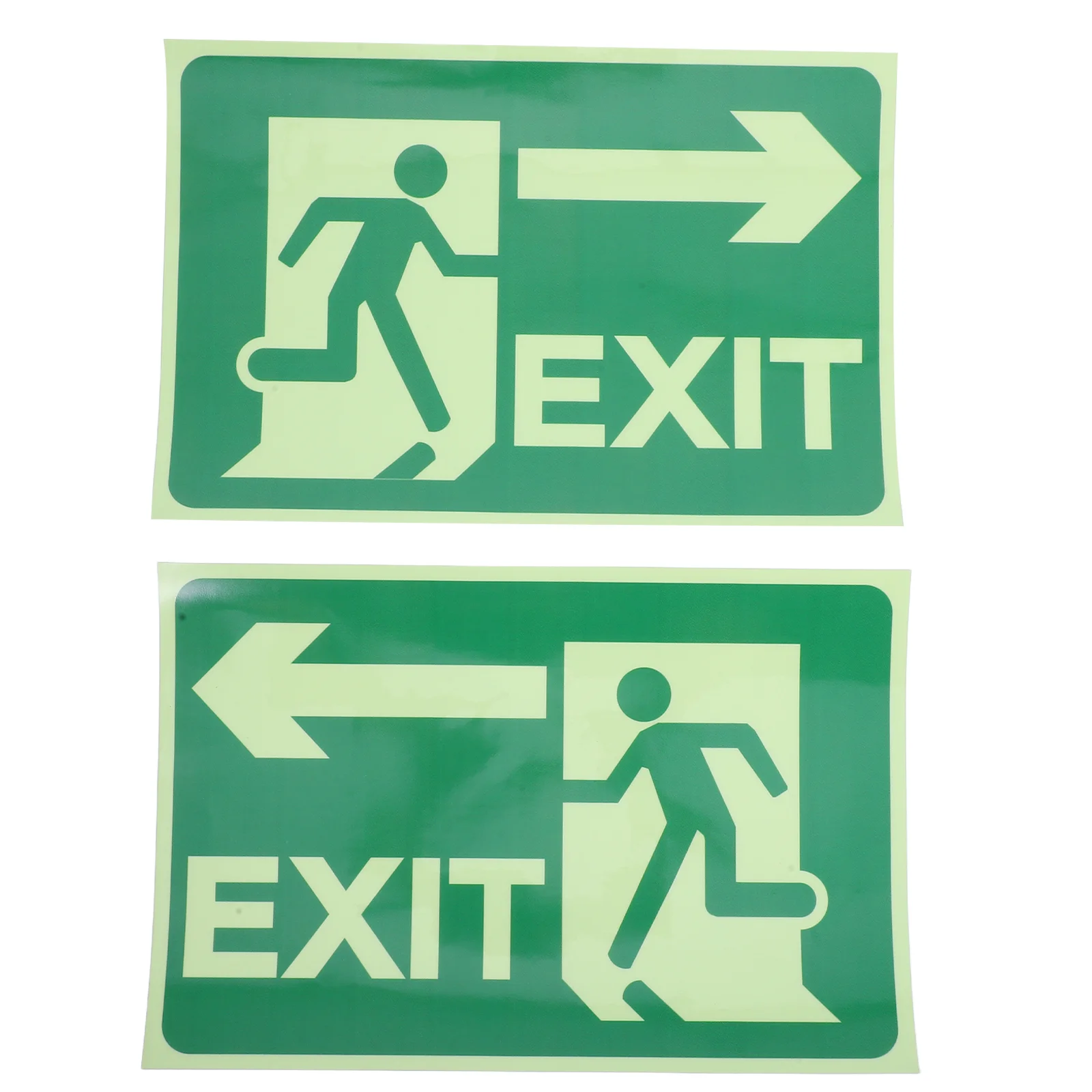 2 Sheets Flange Ring Shifter Glow-in-the-dark Fire Exit Sign Alarm Stickers Emergency Arrows