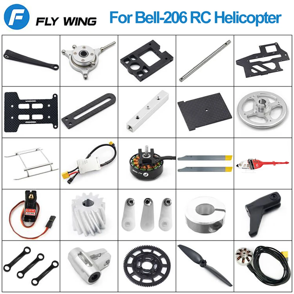 Fly Wing Bell-206 RC Hubschrauber Ersatzteile Original Werksmontierte Platte Heckblatt Hauptblatt Motor Federungswelle Servo ESC – Detail 4
