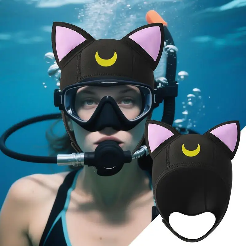 Scuba Hood Adjustable Surfing Hood Lightweight Cat-Ear Waterproof Scuba Diving Gear Water Sport Hat For Beach Sailing Vacation