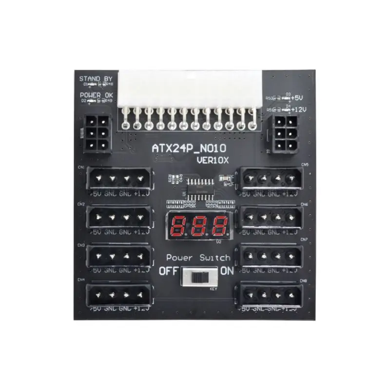 

Плата адаптера ATX Power 24P для больших блоков питания 4p и 6p ATX 24P на 8 портов, большие 4P + 2 порта 6P