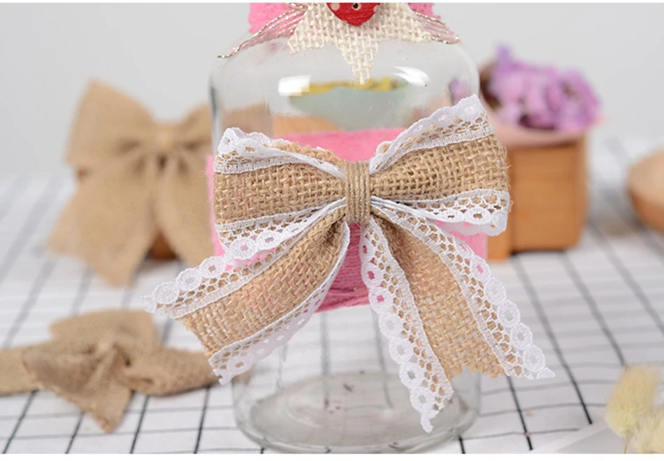 2M/Rolle Natürliches Vintage Jute-Band, Bastelband für DIY, Nähen, Jute-Stoff, Geschenkverpackung, Hochzeit, Party, Weihnachten, Heimdekoration – Detail 14