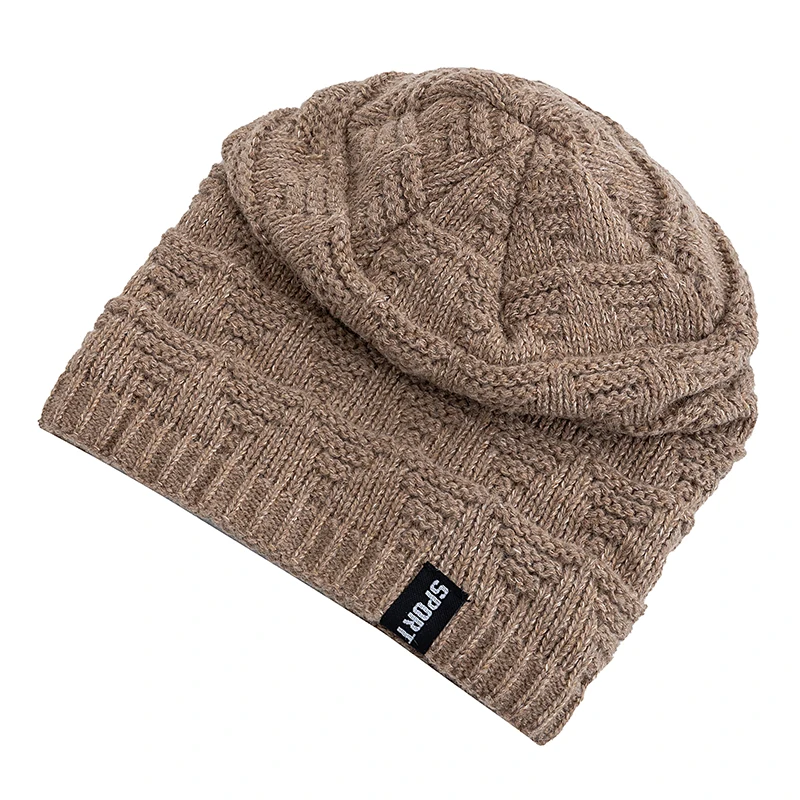 Unisex Fashion Beanie Hat Plush Fur Lined Hats For Men Women Keep Warm Knitted Hat Fashion Solid Ski Sports Winter Cap