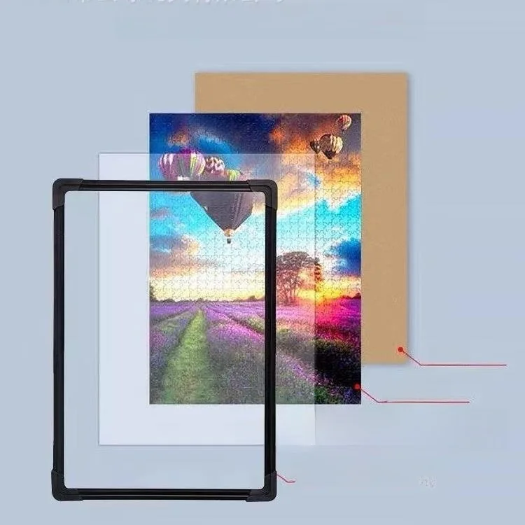 000ピース パズルフレーム 水平および垂直ユニバーサル ベースと透明ボード付き 簡単設置 ホームデコレーション PSフレーム