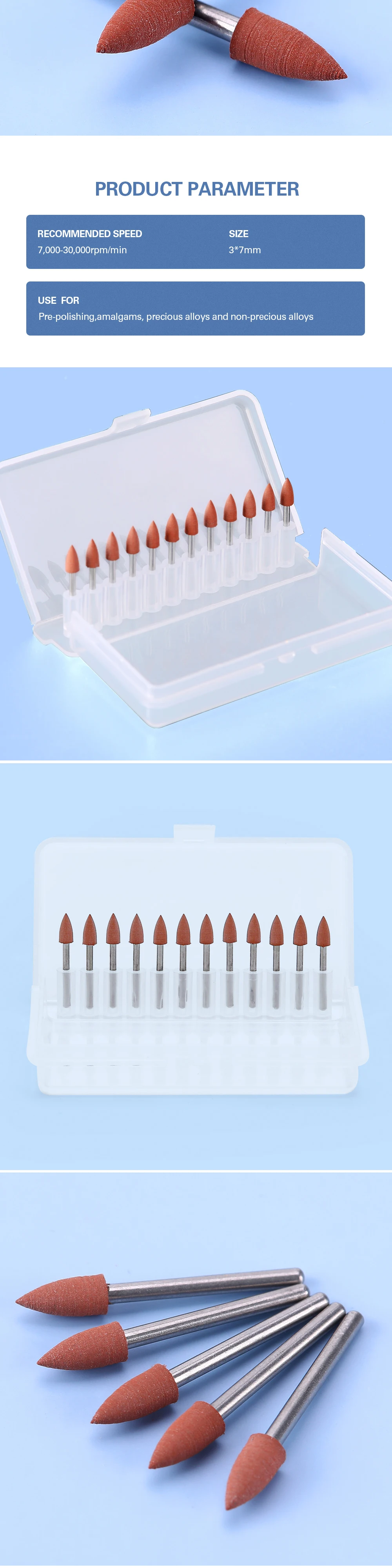 12 teile/schachtel AZDENT Dental Silikon Polierer 0413 Polnischen Imprägnierte Schleif Reibung FG Mini Punkte für Vorpolieren – Detail 2