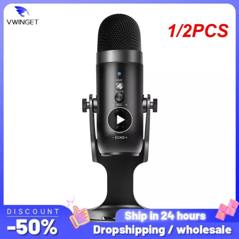 

Конденсаторный микрофон 1/2 шт., USB-микрофон для студийной записи, подставка для ПК, игр, трансляций и пения