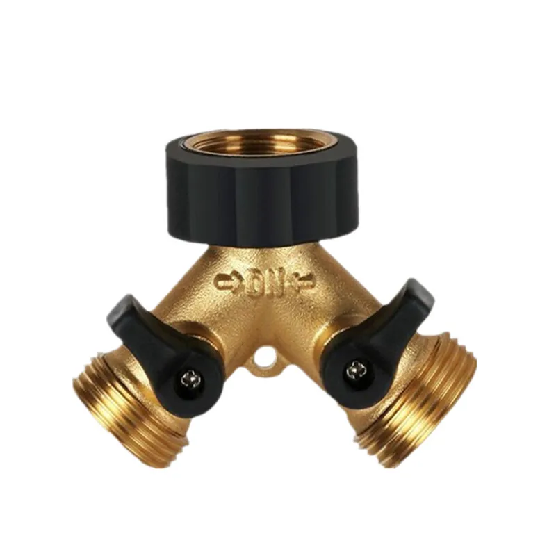 

1PCS 3/4" Brass Y Hose Splitter With Shut-Off Valves Controls Two Outlets From A 3/4" Faucet Or Garden Hose For Watering Tools