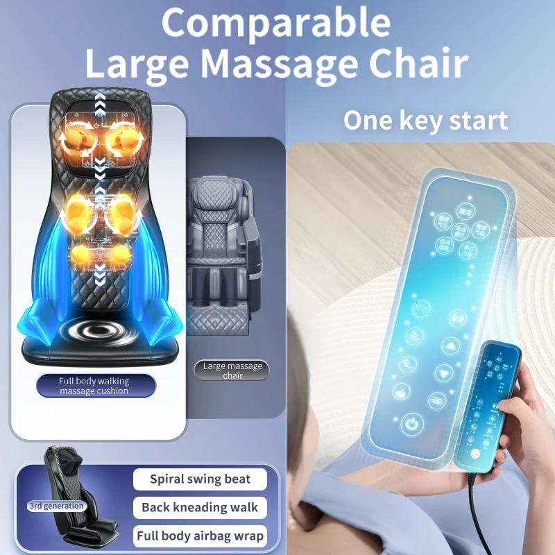 Electric Full Body Massage Cushion Seat Chair Air Compress Heat Shiatsu Tapping Deep Kneading Vibration Back Massager Relaxation 4