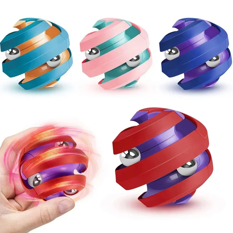 

New Toys 2023 Novelty 3 4 Track Rotating Beads Spinning Ball Fingertip Cube Gyro Toys Orbit Bead Fidget Spinner Toys