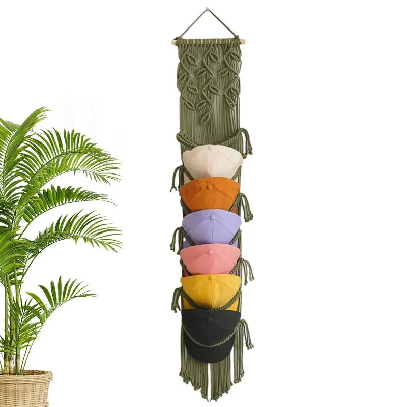 

Ball Hat Hanger Hand Woven Tapestry Cap Storage Wall Mounted Hat Rack Bohemian Home Decoration Rustic Hat Stand For Living Room