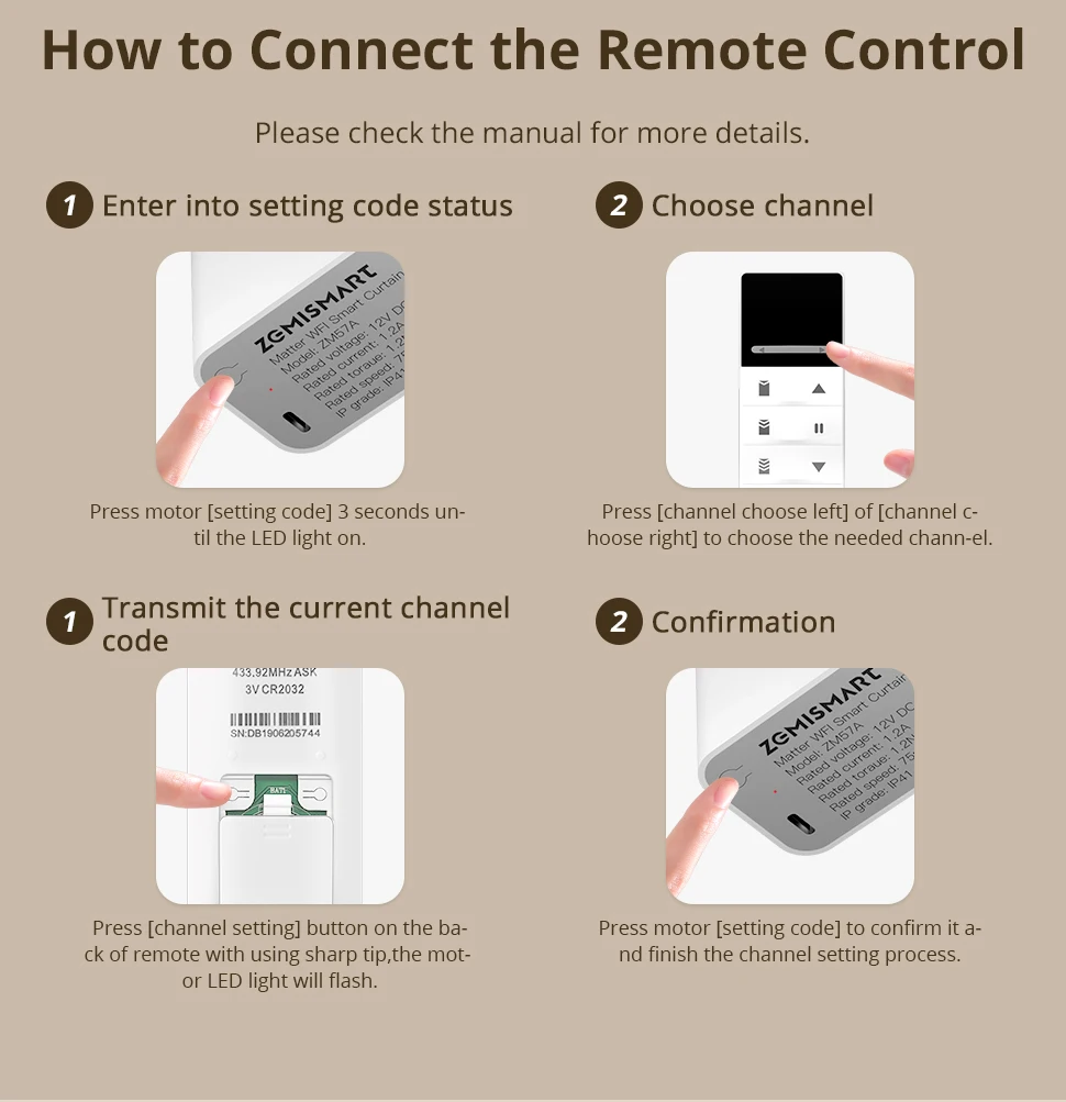 Matter Over WiFi Mini Electric Curtain Motor for Trietex Track Support Home Assi