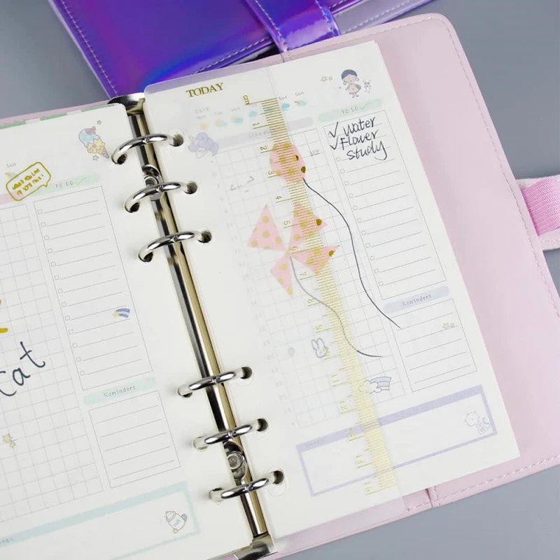 Drawing Ruler Paper Bookmark 10PCS Binder Divider Ruler A5 A6 Tab Dividers Binder Gilding Index Bookmark Ruler Set Loose Leaf Rings Notebook Dividers Rulers