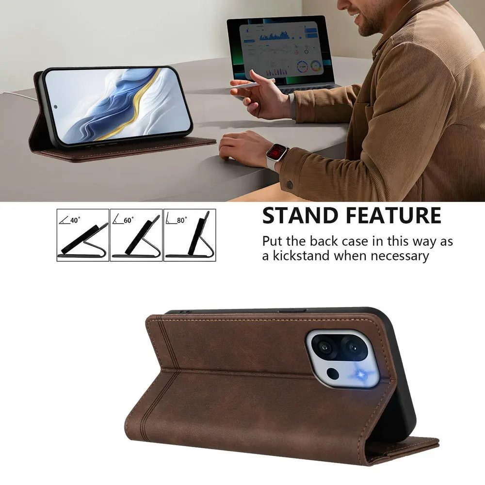 Luxury RFID Magnetic Leather Flip Wallet Case