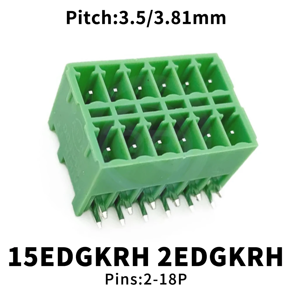 (5 Stück) KF 2EDGKRH 3,5 mm 3,81 mm zweireihige gebogene Stiftbuchse 15EDGKRH 3,5 3,81 Steckklemmenblock 2EDGKRH-3,5/3,81 2 ~ 18 Pin
