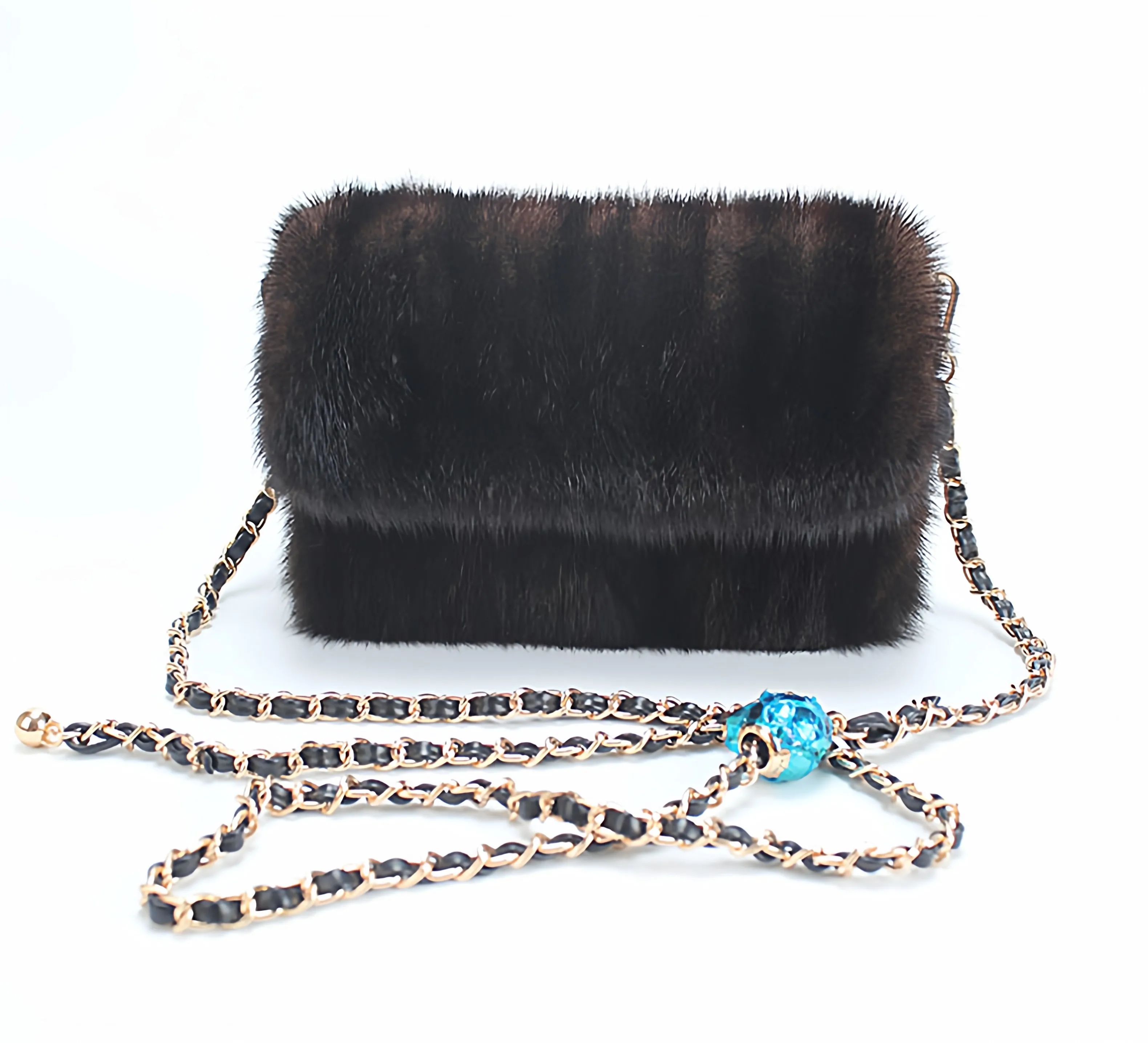 Herbst Winter klassische Tasche aus echtem Nerzfell, Umhängetasche, flauschige Luxushandtasche in reiner Farbe für Damen – Detail 12
