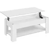 Raised top coffee table with hidden compartment and storage shelf, adjustable tabletop dining table, white, 47.5 "L 2