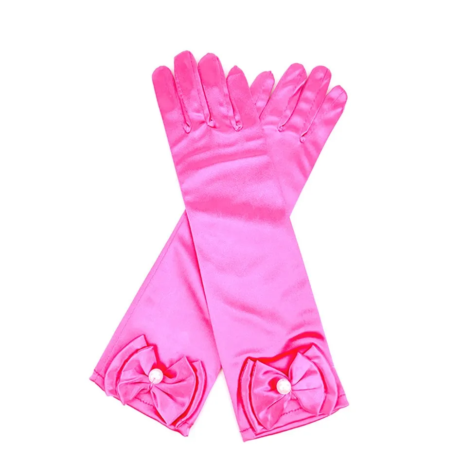 Children Princess Long Gloves Girl Birthday Party Wedding Elsa Anna Accessories Cinderella Belle Sofia 11 Colors Long Finger Set princess accessories set children dance gloves