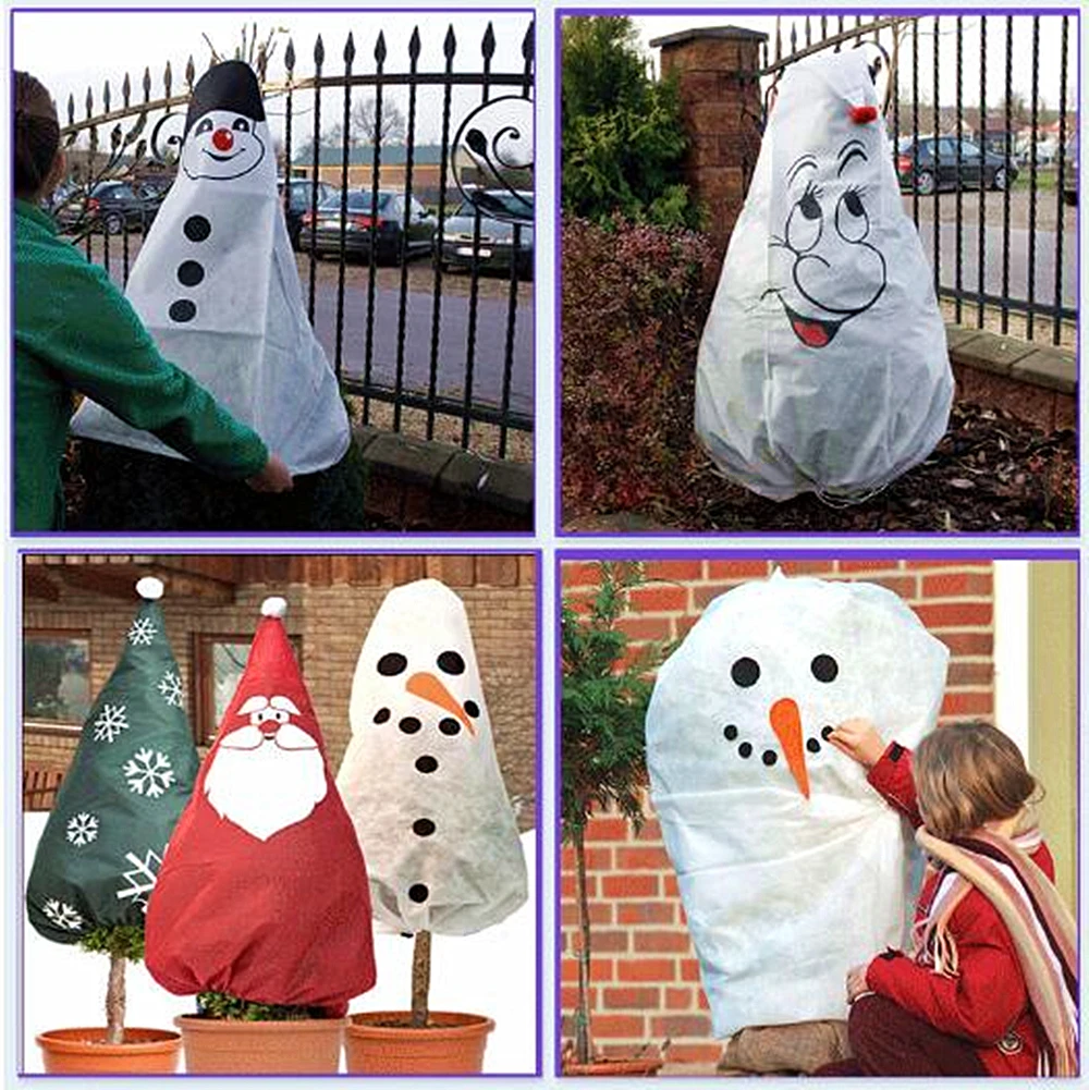 Behogar Cartoon Winter Warm Christmas Tree Cover Plant Wrap Blanket Freeze Protection Protector for Cold Weather 90 x 103cm | Дом и сад