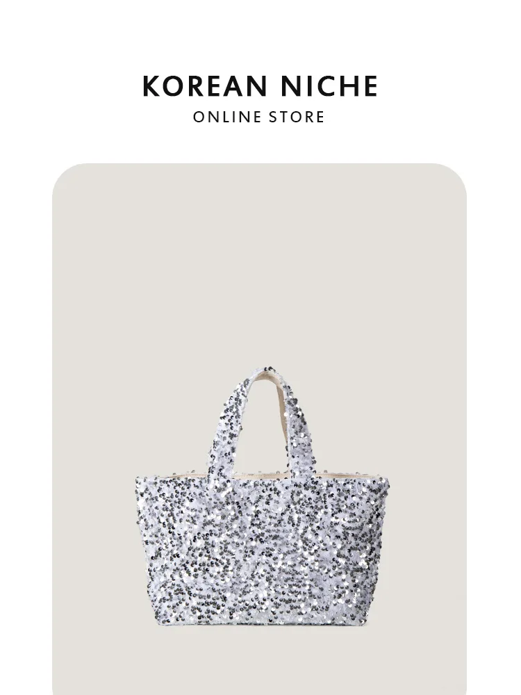 

Tote Fashion Women Sequin Handbags Trendy New Designer Party Evening Clutch Luxury Miduem Size Casual Shoulder Bags Versatile