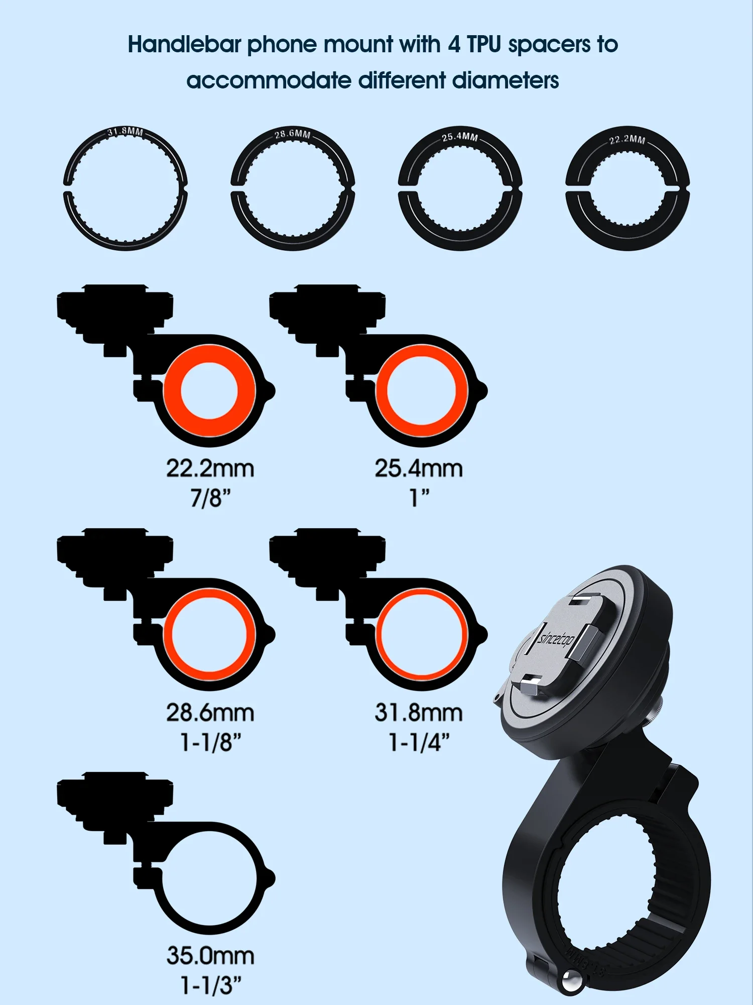 Bike Phone Holder,Motorcycle Handlebar Phone Mount,Universal Aluminum MTB/Road Bike/Bicycle Cycling,Quick Attach/Detach-Series Q