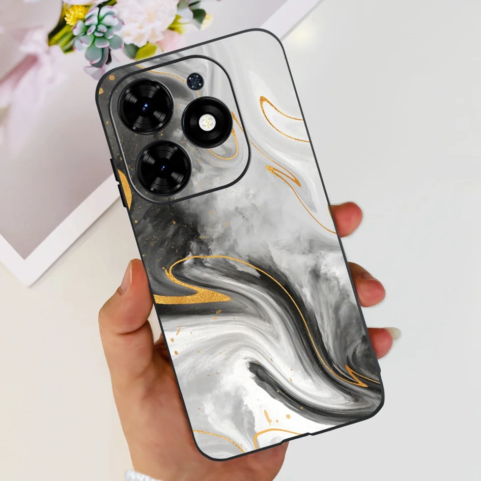 Fashion Flower Shockproof Silicone Slim Soft Black Phone Case
