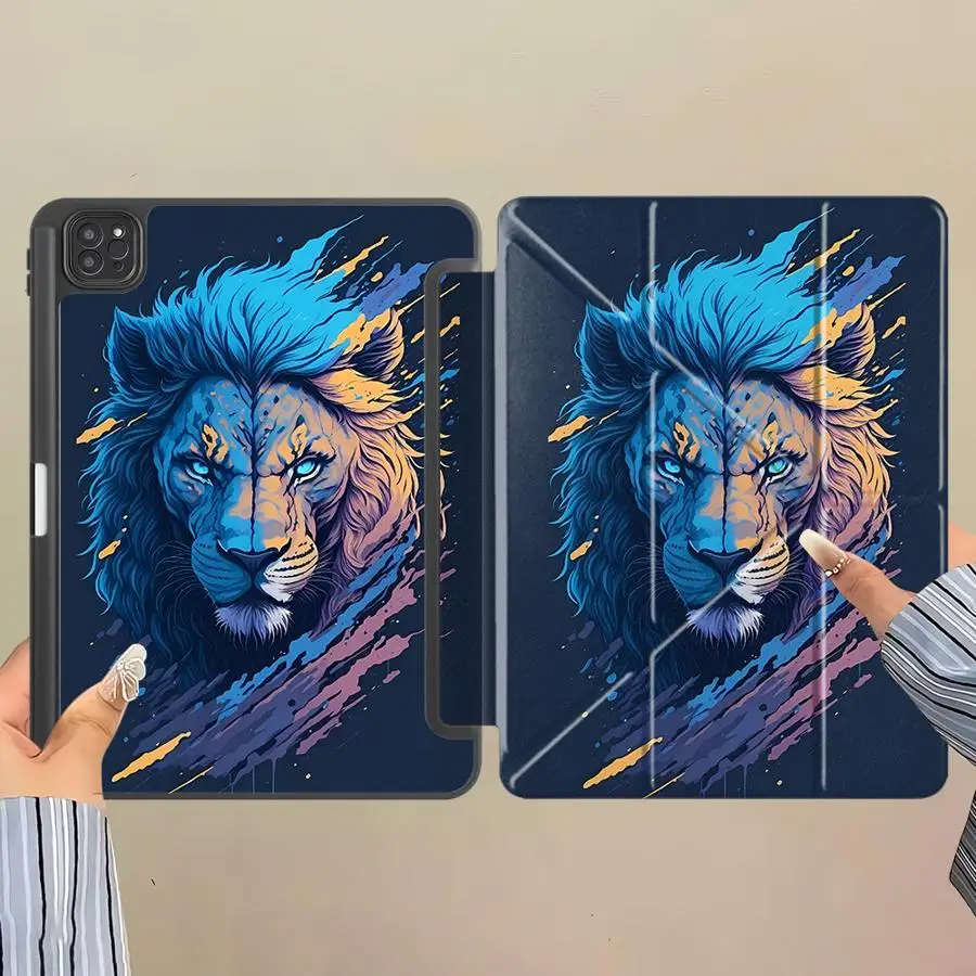 Abstract Lion Tablet Case with Holder and Cover, Compatible with Multiple Sizes