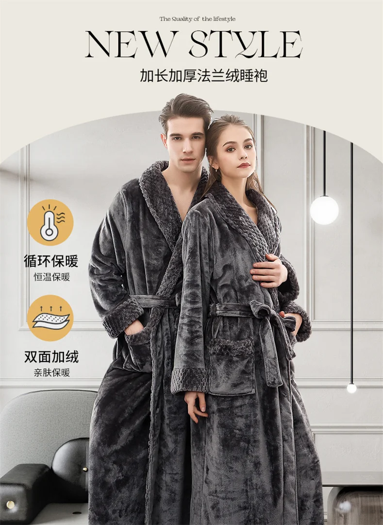 Plush Flannel Bathrobe for Women Long, Warm, Winter Night Robe 34