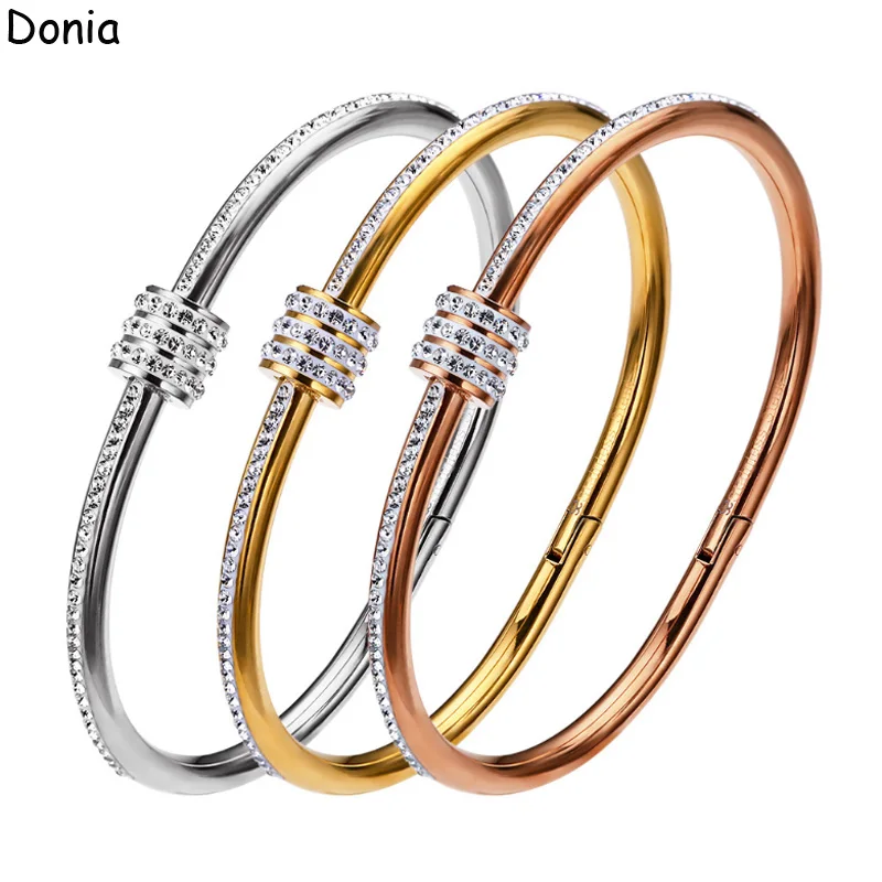 Donia Jewelry European and American fashion small waist titanium steel micro-inlaid zircon bracelet men and women luxury bracele