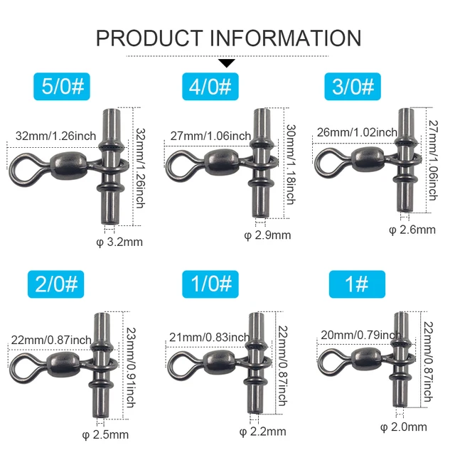 20/100pcs/lot Swivel Sleeves 3-way Fishing Swivels Crane Swivel Cross Line Fishing Connetor Saltwater Terminal Tackle 4