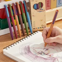6-Color Gel Pen Set 0.5mm Fine Point Quick-Dry Smooth Writing Ballpoint Pens for Diary Drawing Learning Office Study Stationery 5