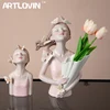 Modern Decorative Artificial Flower Vase  Butterfly Girl Sculptures Interior Home Resin Ornaments Household Decoration Vases Hot 1