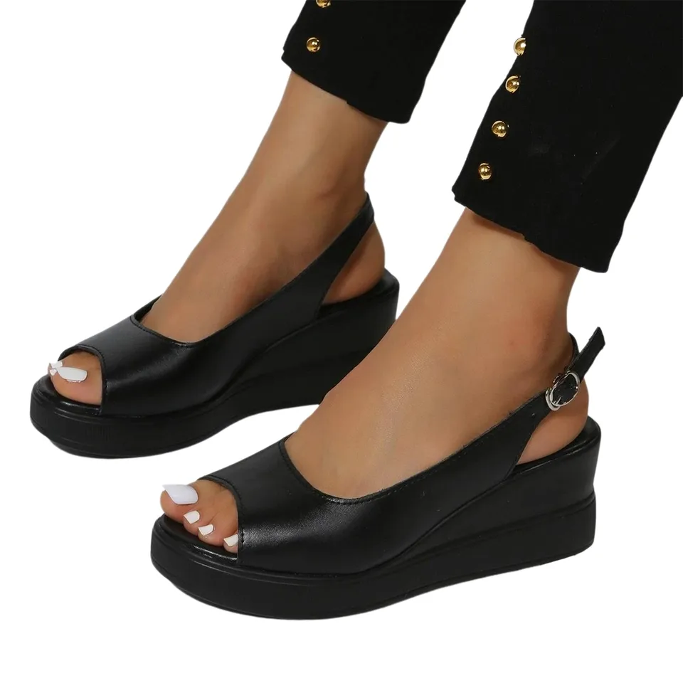 Womens Casual Peep Toe Summer Sandals