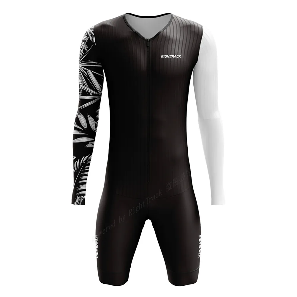 Men's Long Sleeve Cycling Skinsuit, Tri Suit, Gel Pad, MTB Road Bicycle Clothing, Cycling Equipment, New Arrival