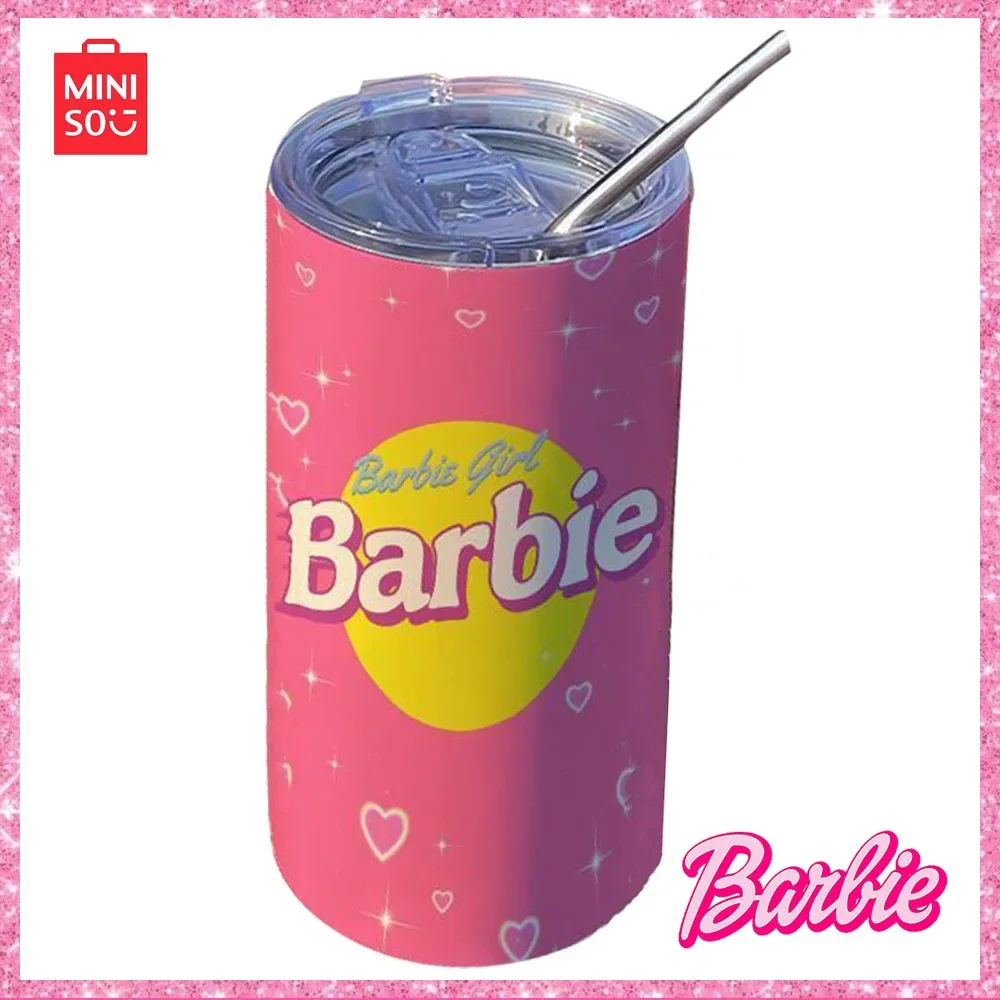 

Miniso Барби принцесса модная розовая кофейная изоляционная чашка из нержавеющей стали офисный работник студент с соломинкой чашки для воды подарок для девушки