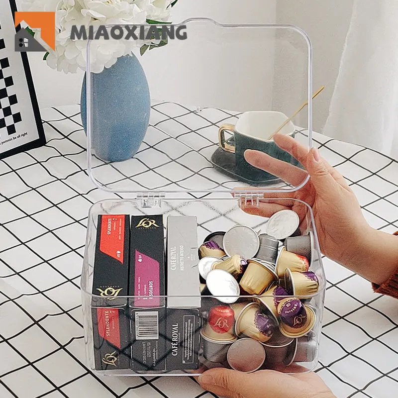 

Transparent Coffee Capsule Storage Box with Cover Nestle Capsule Desktop Storage Shelf Food Storage Box Nespresso Holder