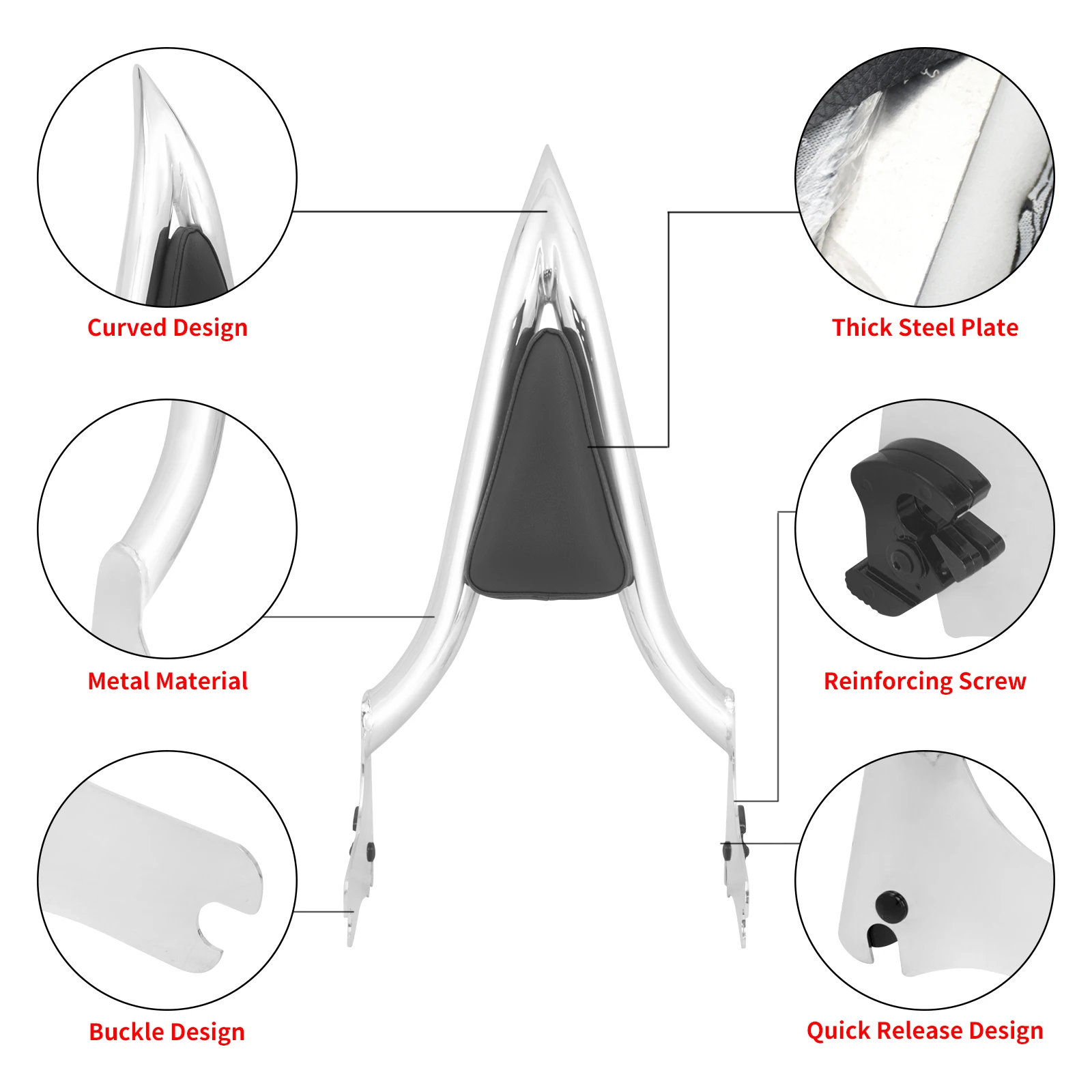 C.c. Rider Passenger Backrest Sissy Bar Backrest For Harley Touring CVO Road Glide Street Glide Road King Black Orange
